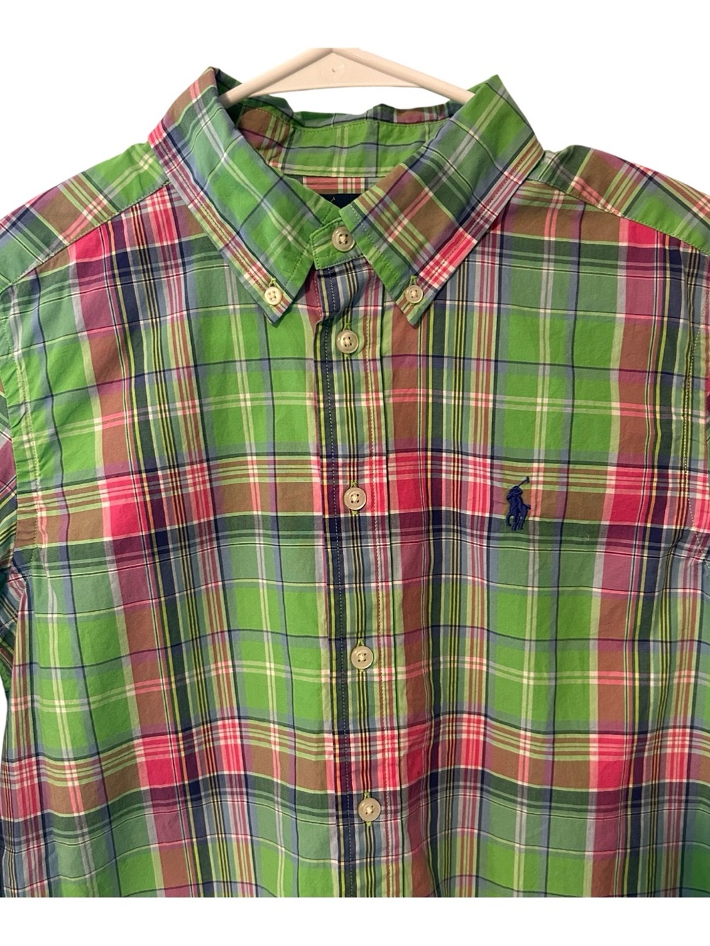 Polo Ralph Lauren Lime Plaid Long Sleeve Button-Down Shirt 10/12